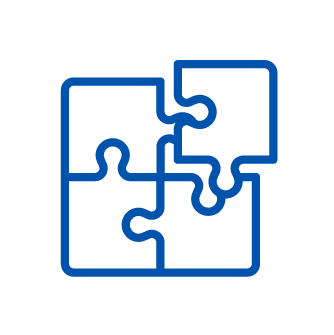 A line drawing of a jigsaw puzzle near completion